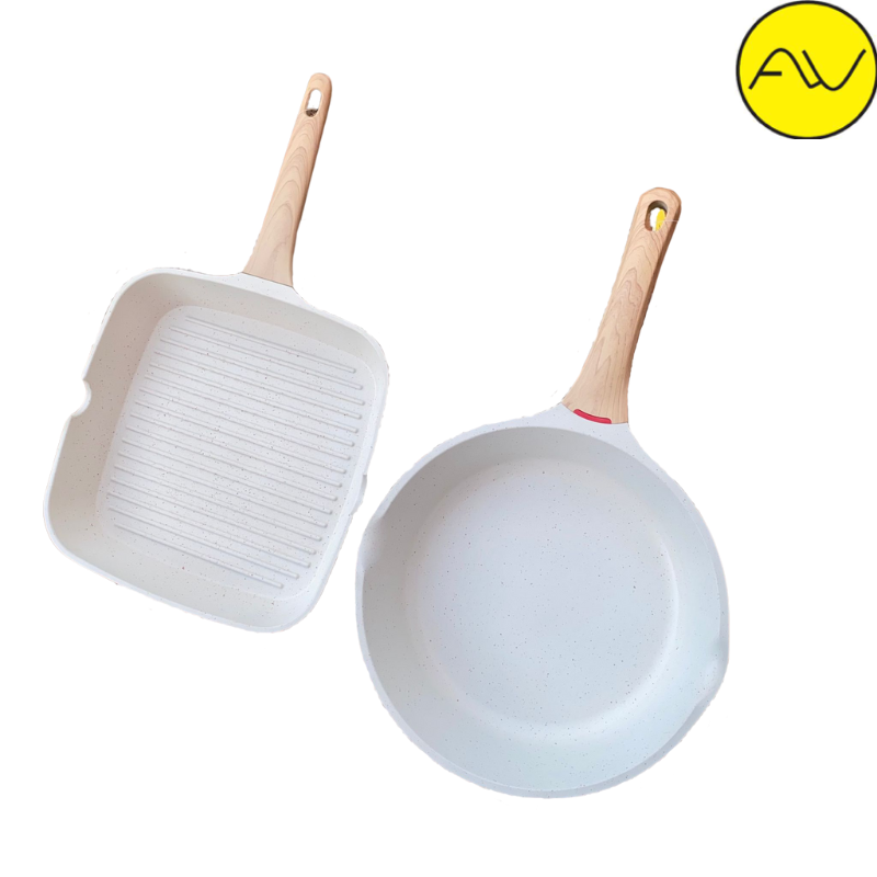 2 Piece Granite Frying and Grill pan set