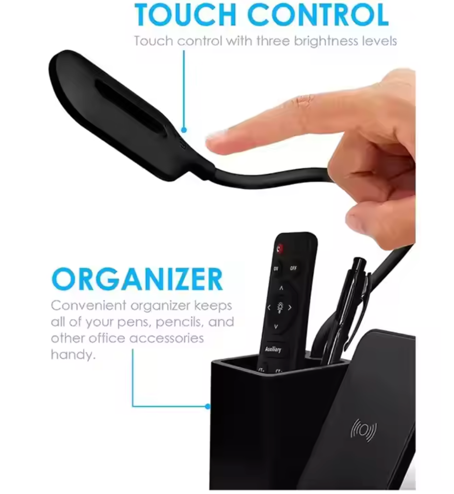 3-in-1 Wireless Charger with Pen Holder and Lamp