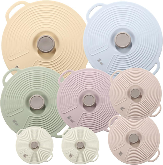 Set of 8 Microwavable Silicone Suction Lids - HaHaHome