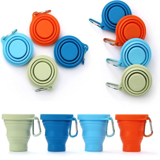 Set of 4 Silicone Foldable Travel Cup with Lids - HaHaHome