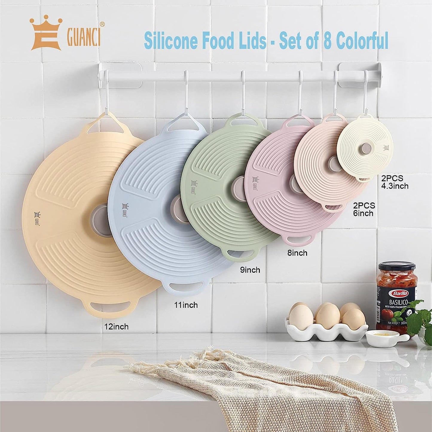 Set of 8 Microwavable Silicone Suction Lids - HaHaHome